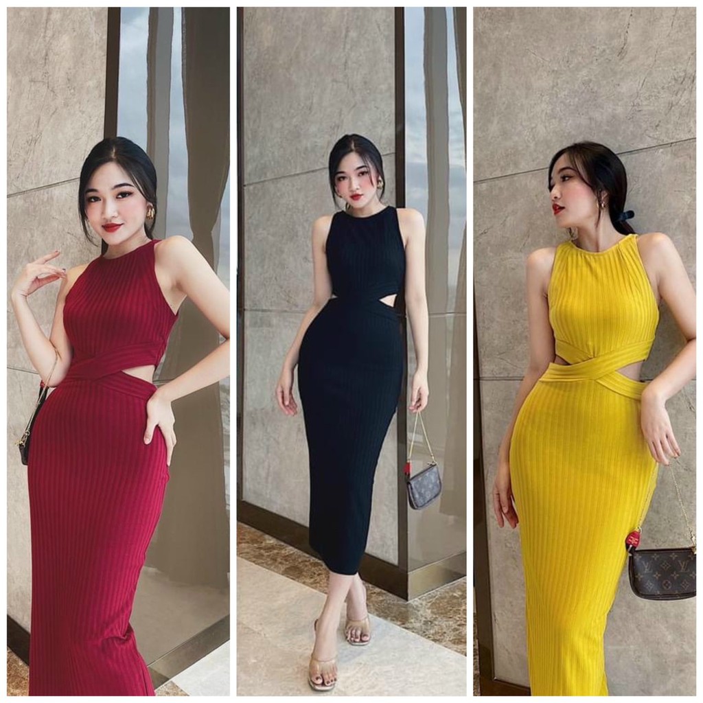 [MẪU MỚI] Đầm Body Cổ Yếm Chéo Eo Chất Thun Gân Thích Hợp Mặc Đi Chơi Đi Dạo Phù Hợp Với Mọi Phong Cách | BigBuy360 - bigbuy360.vn