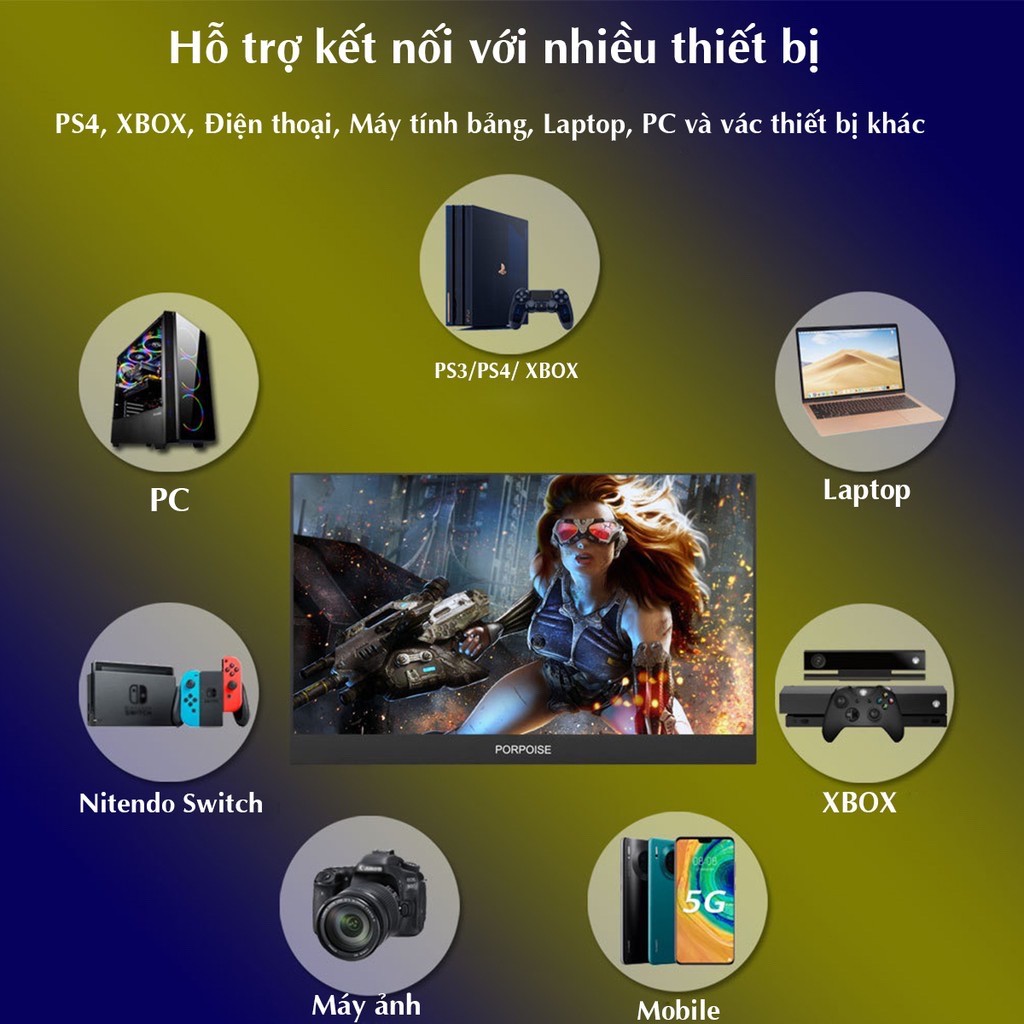 Màn hình di động PORPOISE 17.3 inch Full HD viền siêu mỏng hỗ trợ HDR | BigBuy360 - bigbuy360.vn