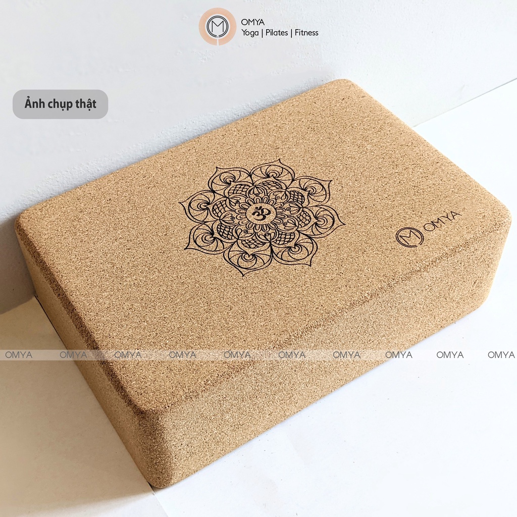 Gạch Tập Yoga Gỗ Bần Tự Nhiên Cork In Hoa Mandala, block gỗ sồi
