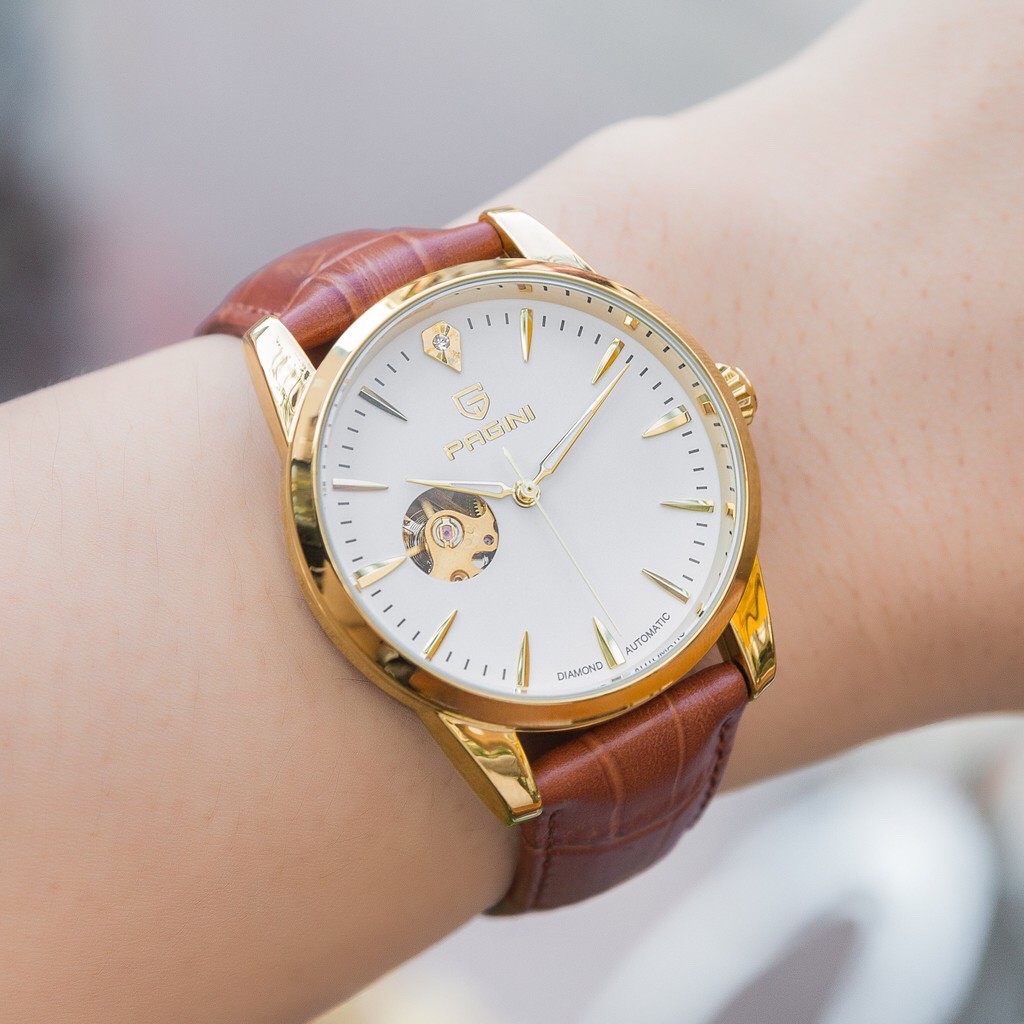 Đồng Hồ Nam PAGINI Chính Hãng Lộ Máy PA9988 Dây Da Cao Cấp Thoáng Khí, Kim Dạ Quang Ban Đêm - Full Box Bảo Hành 12 Tháng | BigBuy360 - bigbuy360.vn