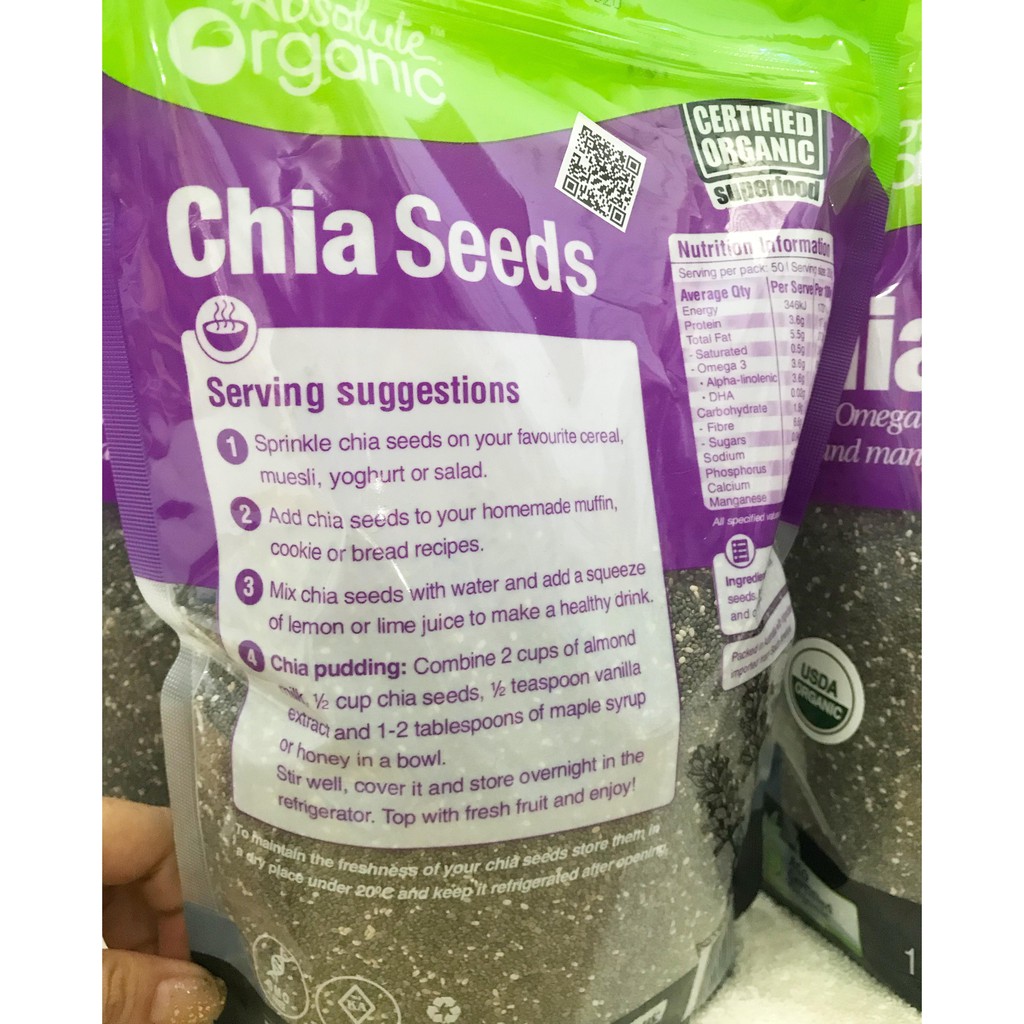 Hạt Chia Absolute Organic hàng Úc ( hàng chuẩn 100%) bịch 1 kg.