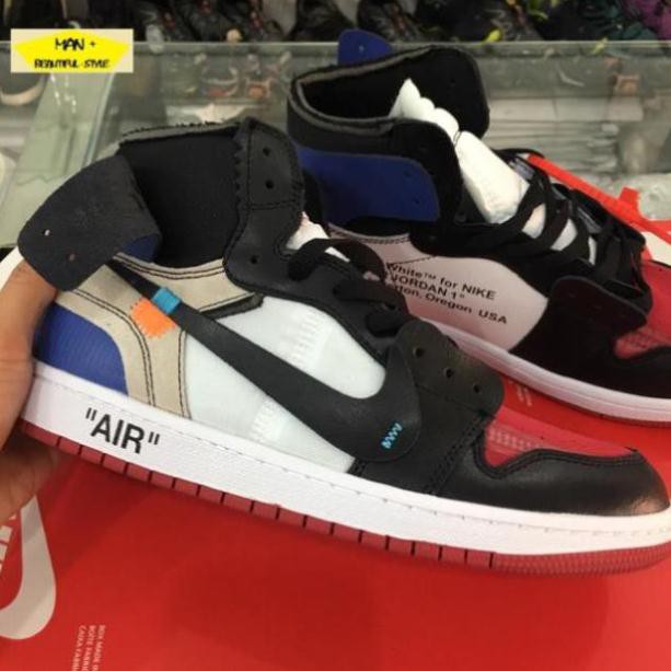 Sales Giày sneaker AIR JORDAN 1 off white đỏ đen gót xanh ✔️ 2020 💎 [ Real ] . * ¹