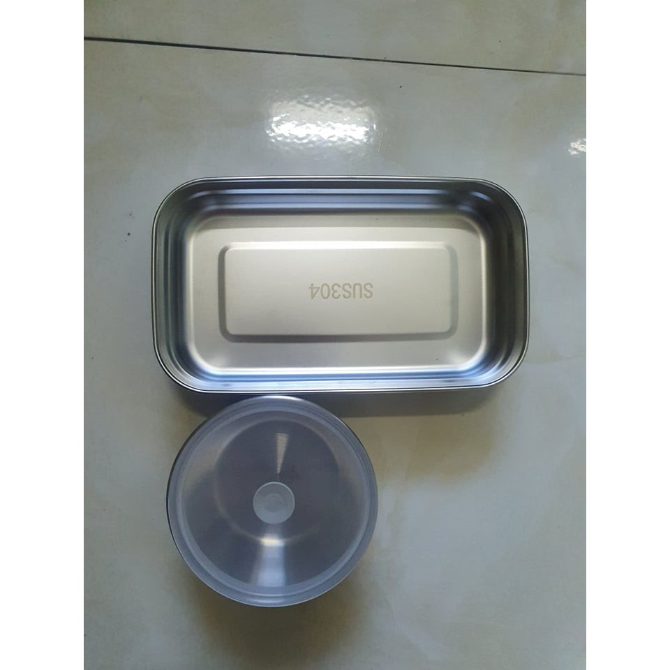 Khay Inox 304 + Bát Canh Cho Hộp Cơm Giữ Nhiệt 2 Tầng