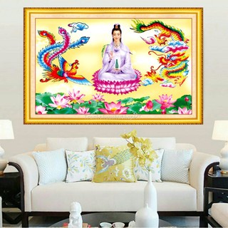 Tranh thêu chữ thập 3D Phật Quan Âm 67*43cm LV3059