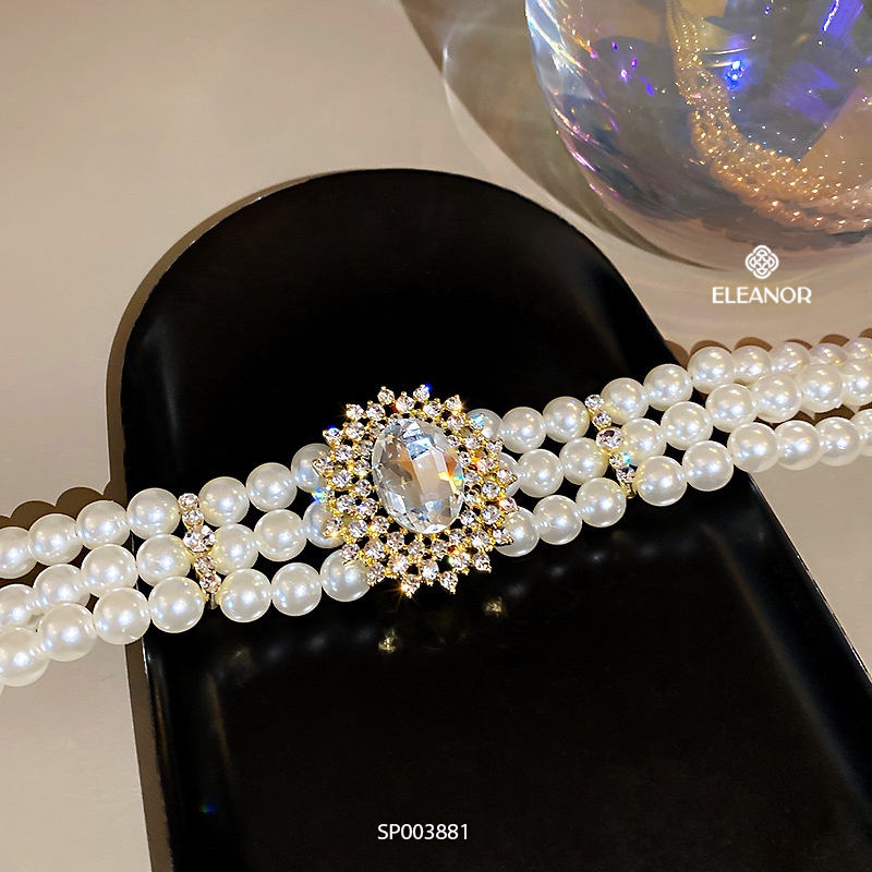 Dây chuyền nữ ngọc trai nhân tạo Eleanor Accessories choker mặt đính đá phụ kiện trang sức 3881