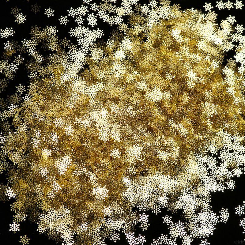 Kim tuyến vàng hình bông tuyết lục giác hỗn hợp lấp lánh trang trí móng tay nghệ thuật