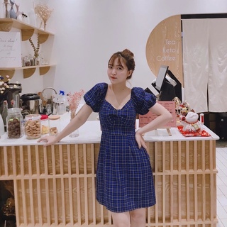  Đầm caro xanh xinh xắn 