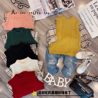 Áo len vặn thừng tay phối sơ mi