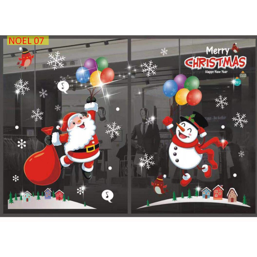 (10 MẪU) Decal trang trí Noel Giáng Sinh Merry Christmas Năm mới 2020