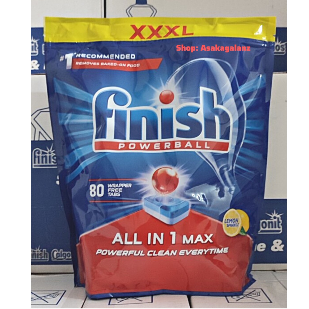 Viên rửa bát Finish All in 1 Max 80 viên/Túi[MỚI 2021] - Hương chanh [10 chức năng, màng nilon tự tan]