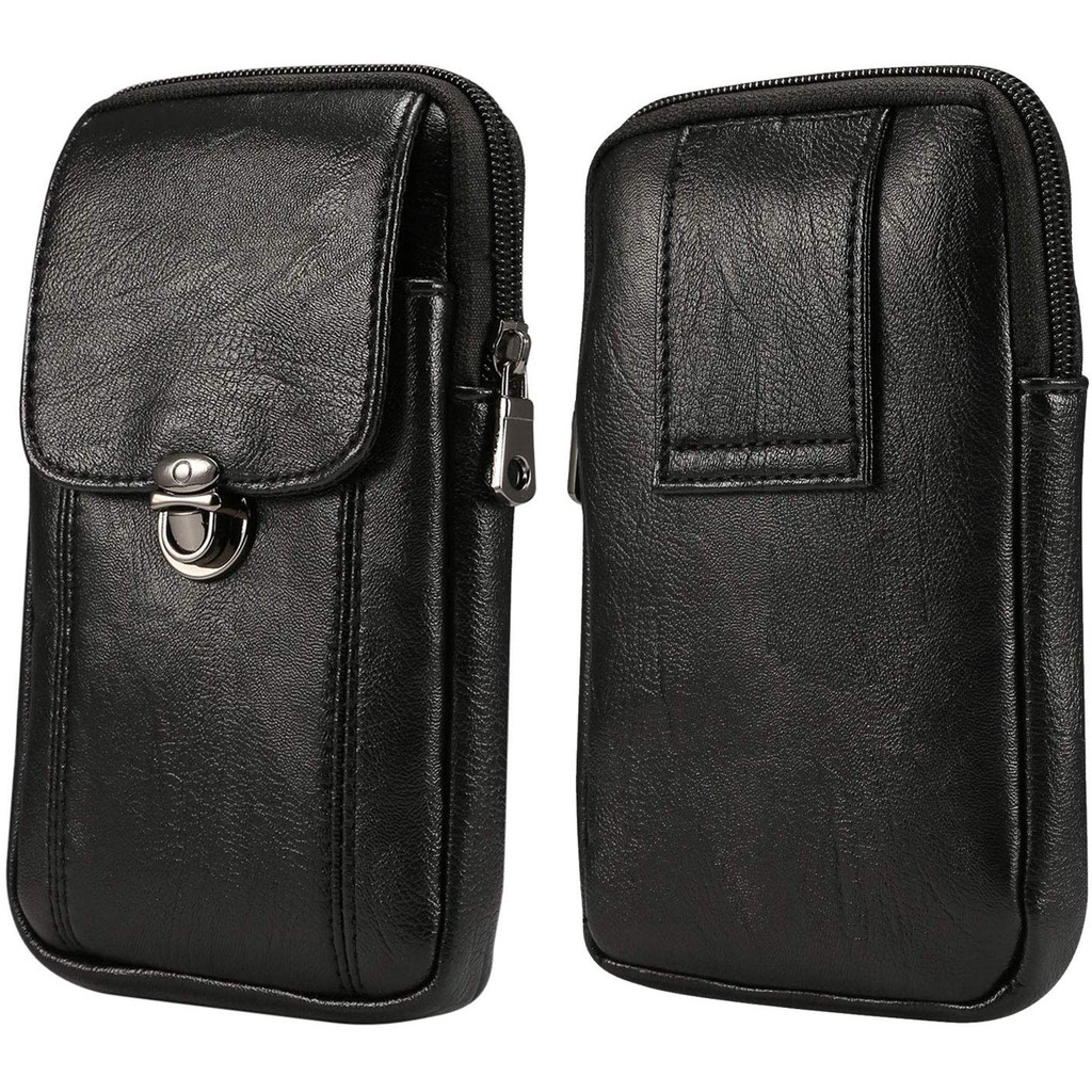 Túi Da Bò Đựng Điện Thoại Đeo Thắt Lưng Có Khóa Kéo Cho iPhone XR Xs Xs Max Samsung S8 Plus S6