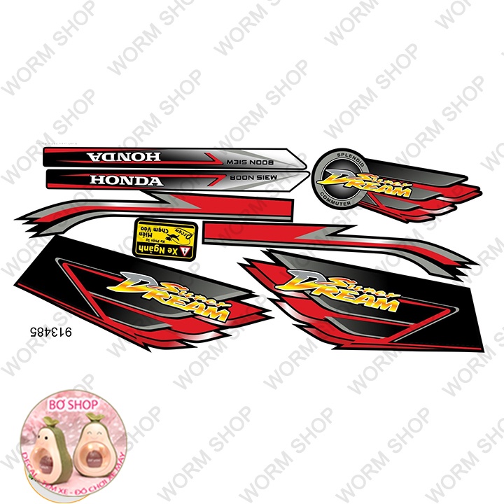 Tem xe Dream Cánh Chim - Tem 3 lớp chống phai màu