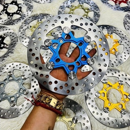 Đĩa Thắng Trước 4 lỗ size 220mm - Nhiều Màu lựa chọn, Khoen INox 304 Sáng Bóng, Không Gỉ, lắp như zin Nhiều dòng xe máy