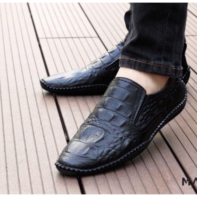 NHẬP SHIPNOWMOI HOÀN 40K - Giày Nam Da Bò Vân Cá Sấu Đẳng Cấp💥