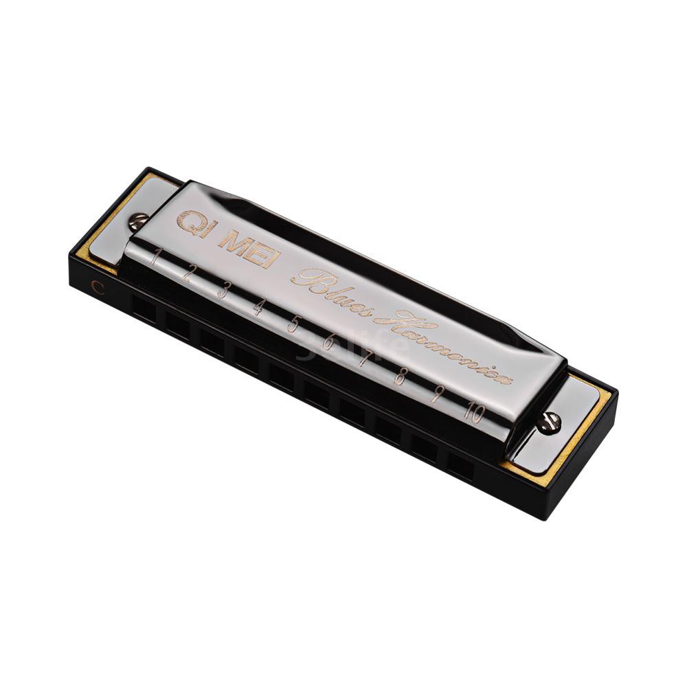 EIFE QI MEI 1020 Blues Harmonica Key of C 10 Holes 20 Tunes Diatonic Harp Mouthorgan with Cleaning Cloth and Storag