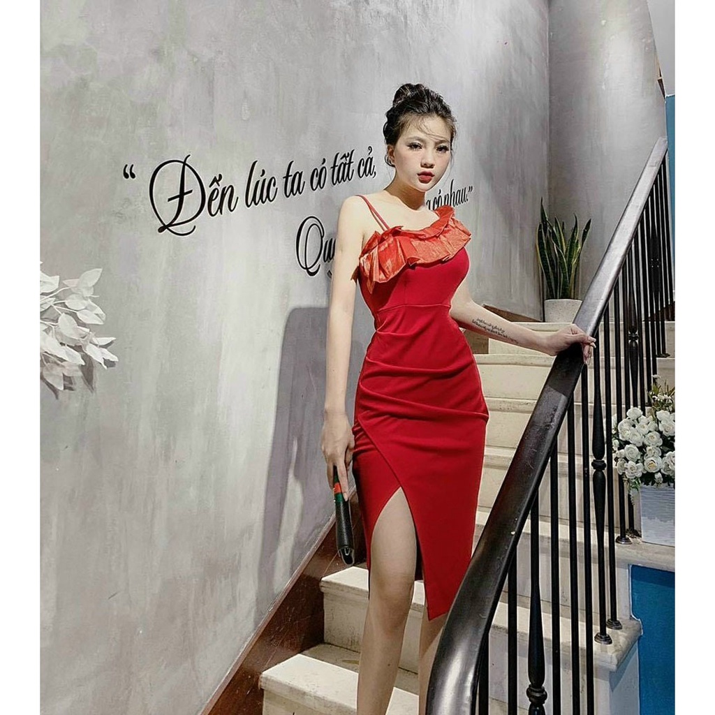 img [HCM] Đầm Body Nữ Xẻ Tà Cao Cấp Thời Trang Nữ Sam Closet Free Size 40-55kg
