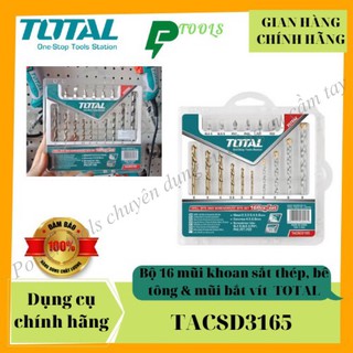 Bộ mũi khoan đa năng và bắt vít 16 chi tiết Total TACSD3165