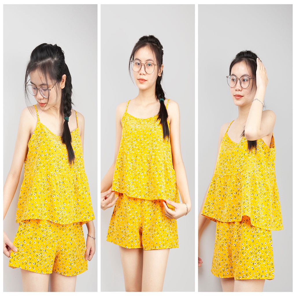 Đồ ngủ bông babydoll hoa nhí lụa 100D siêu dễ thương size 40-60kg