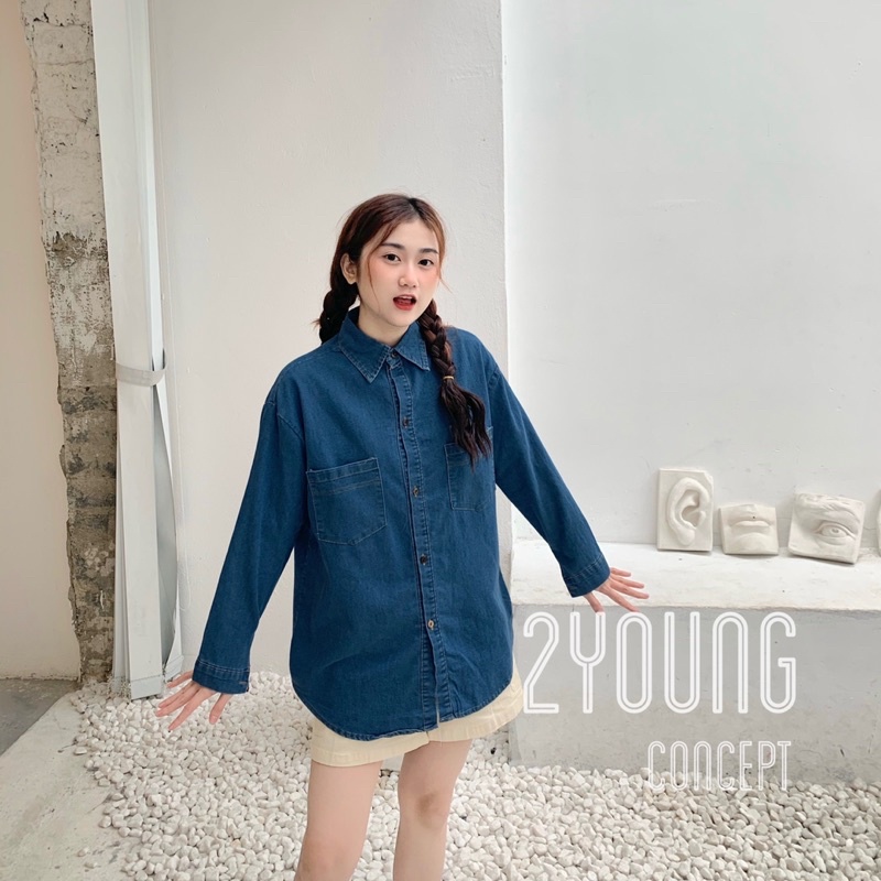 Áo sơ mi denim tay dài, 1 túi ngực A1582