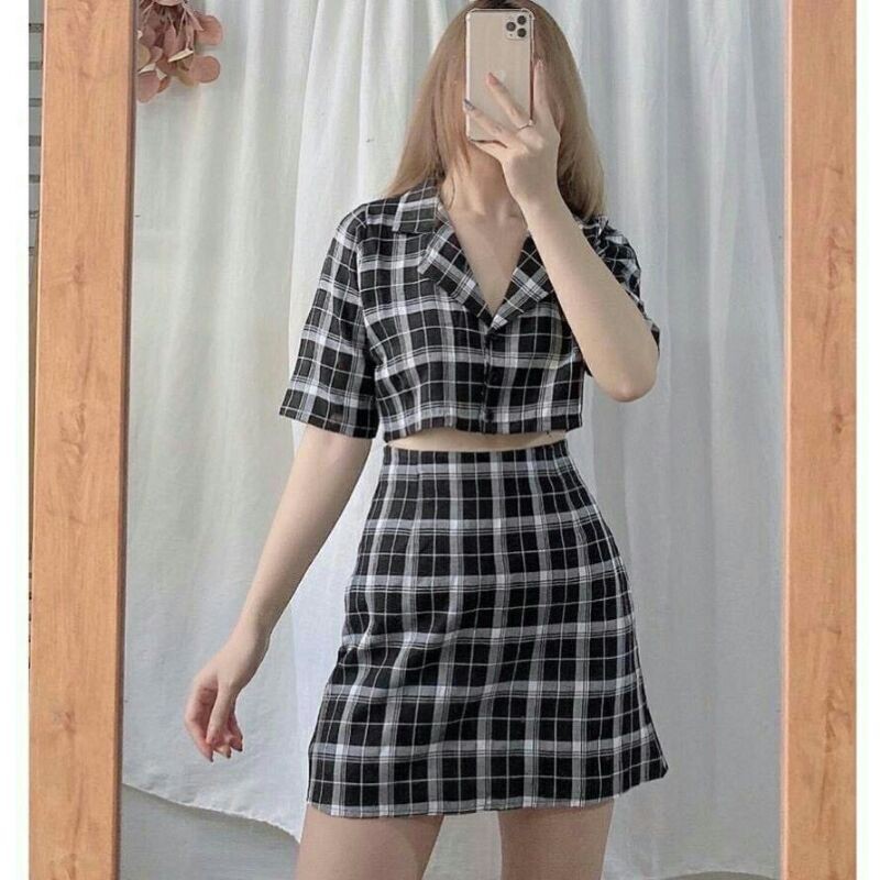 set croptop chân váy lưng chun siêu Hot giovamay5533