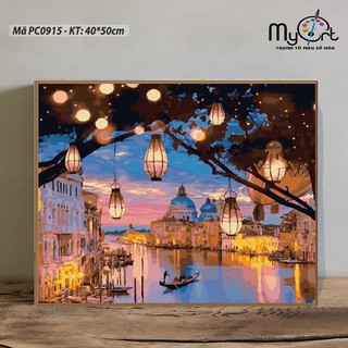 Tranh sơn dầu số hóa tự tô màu theo số Đêm Venice PC0915