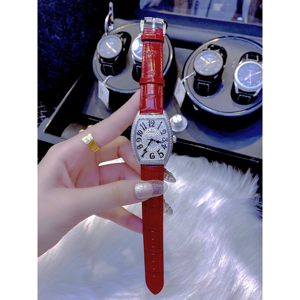 Đồng hồ nữ chính hãng, đồng hồ đeo tay FOUR MILLION full box, mặt đính 448 viên kim cương nhân tạo Swarovski siêu đẹp
