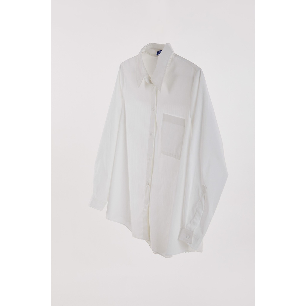 TheBlueTshirt - Áo Sơ Mi Phom Rộng Nữ Có Thân Sau Xếp Ly Màu Trắng -  Dandelion Pleated Oversize Shirt