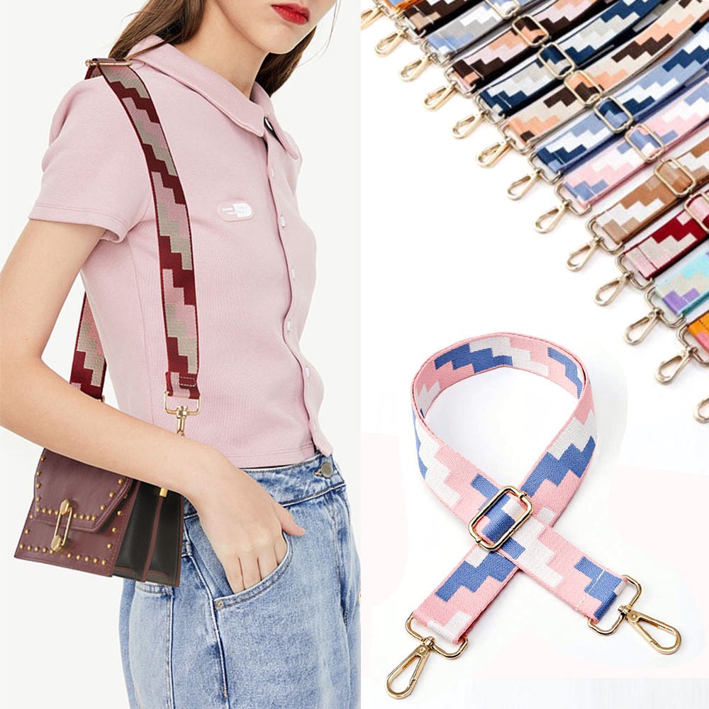 1 dây đeo túi xách thay thế bằng vải canvas màu cầu vồng dễ điều chỉnh thời trang cho nữ