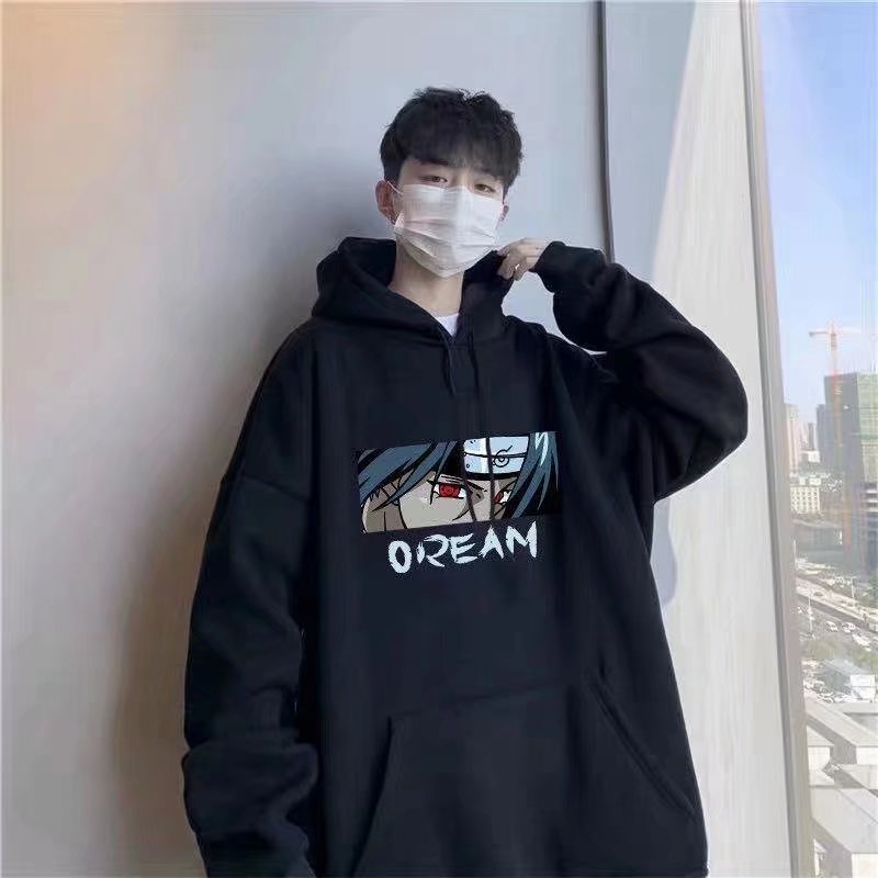Áo hoodie dáng rộng in họa tiết hoạt hình phong cách hip hop Hàn Quốc thời trang cho nam size M-3XL