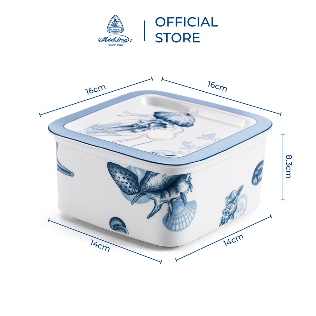 Hộp thực phẩm vuông Minh Long 15 cm + nắp - Đại Dương