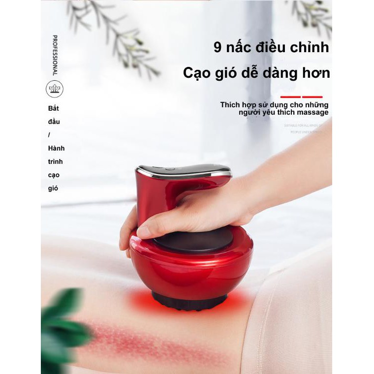 Máy cạo gió massage điện gia dụng 6 nấc, Led Hồng Ngoại (mẫu sạc pin) - Home and Garden