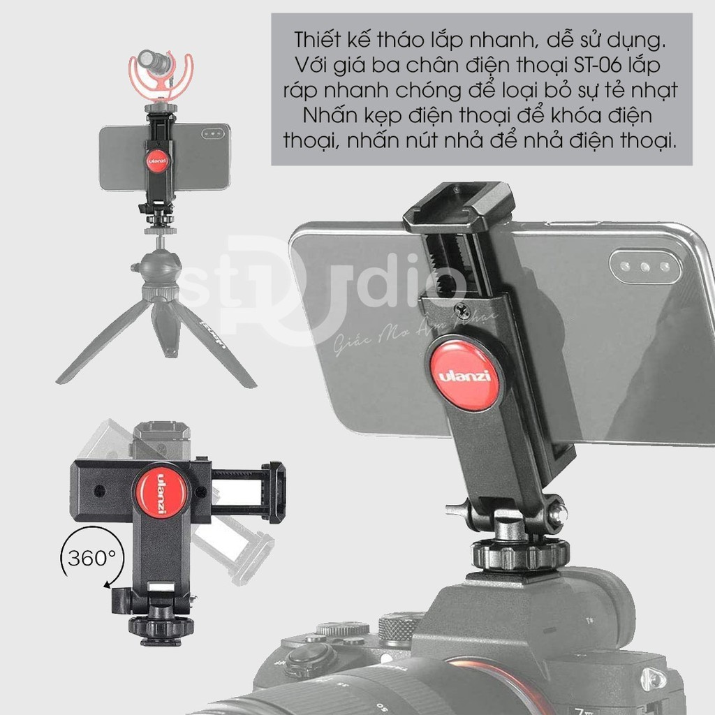 Kẹp Điện Thoại Ulanzi ST-06 - phụ kiện kẹp ĐT gắn chân kẹp | BigBuy360 - bigbuy360.vn