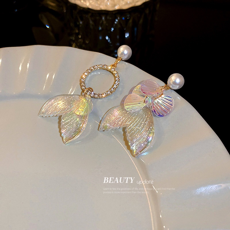 Bông Tai Mạ Bạc 925 Hình Đuôi Cá Đơn Giản Phong Cách Hàn Quốc Thời Trang