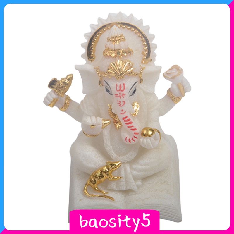 Set 5 Mô Hình Tượng Thần Voi Ganesha Bằng Nhựa Resin Màu Trắng Màu Sắc