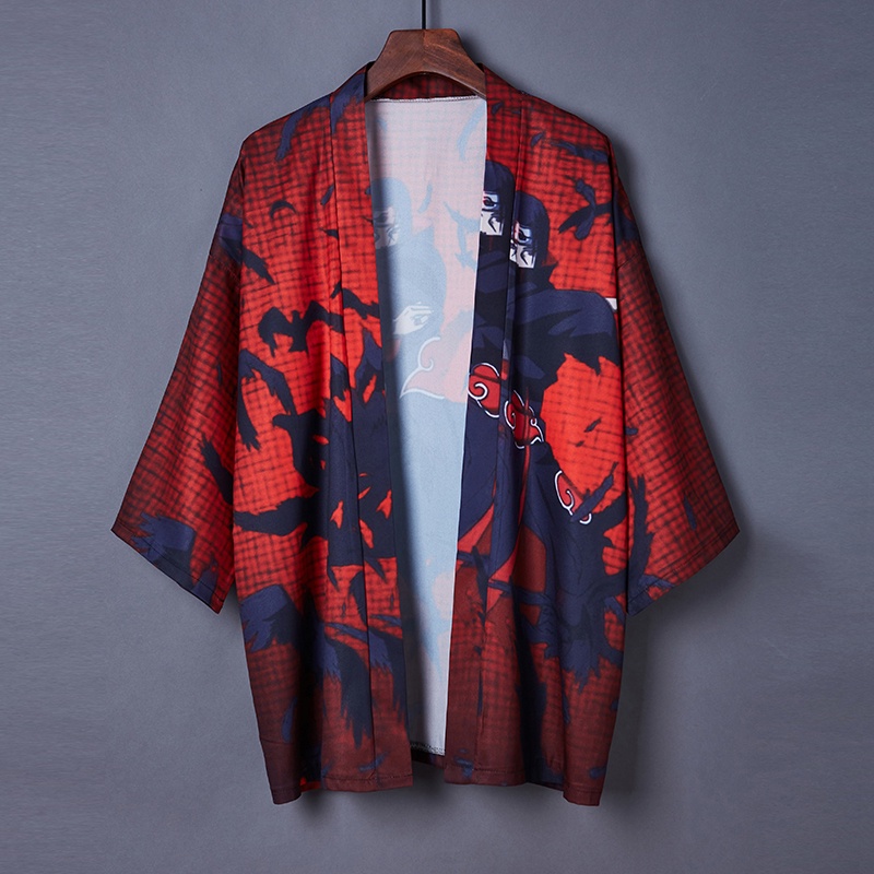 Áo khoác kimono tay lửng chống nắng họa tiết phim hoạt hình Naruto phong cách Nhật Bản