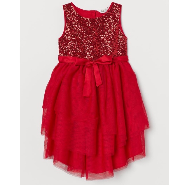 Váy đỏ rem HM Size 3-4y