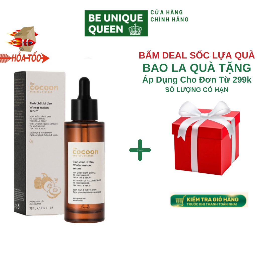Tinh Chất Serum Bí Đao Cocoon Winter Melon 70ml Giúp Kiềm Dầu Thông Thoáng Lỗ Chân Lông , Giảm Mụn Ẩn Và Mụn đầu Đen