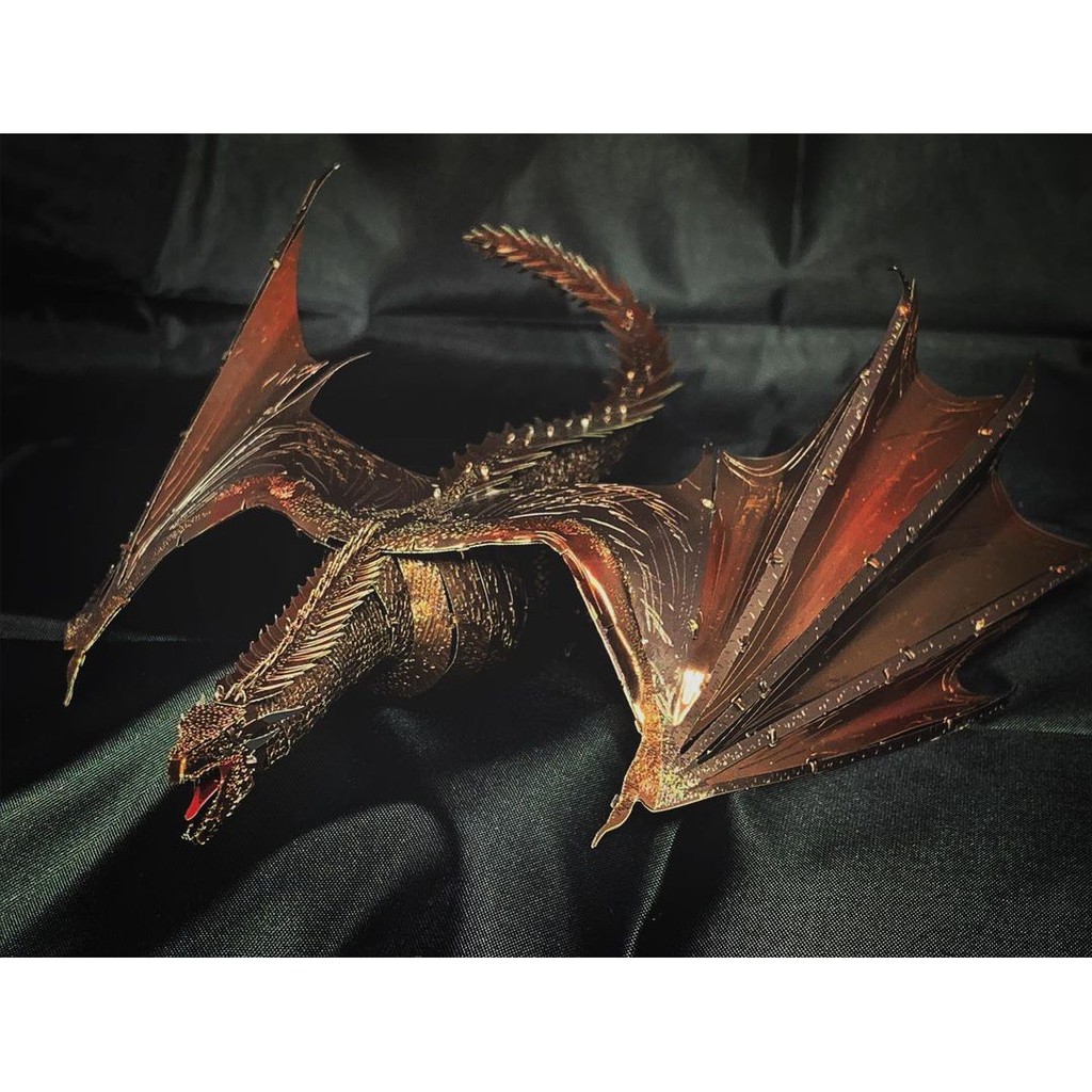 Mô hình 3D kim loại rồng lửa Drogon trong phim Game of Thrones , Mô hình lắp ráp 3D thép không gỉ cap cấp- Chưa lắp