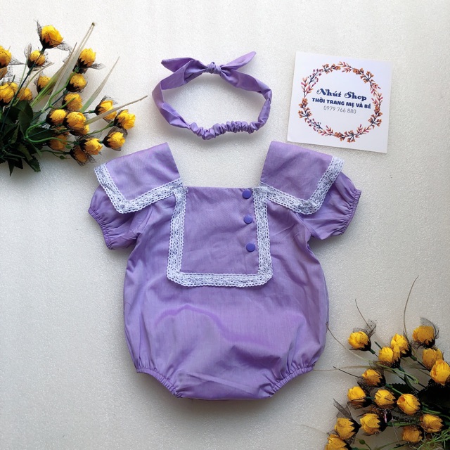Bộ liền trẻ em màu tím có video