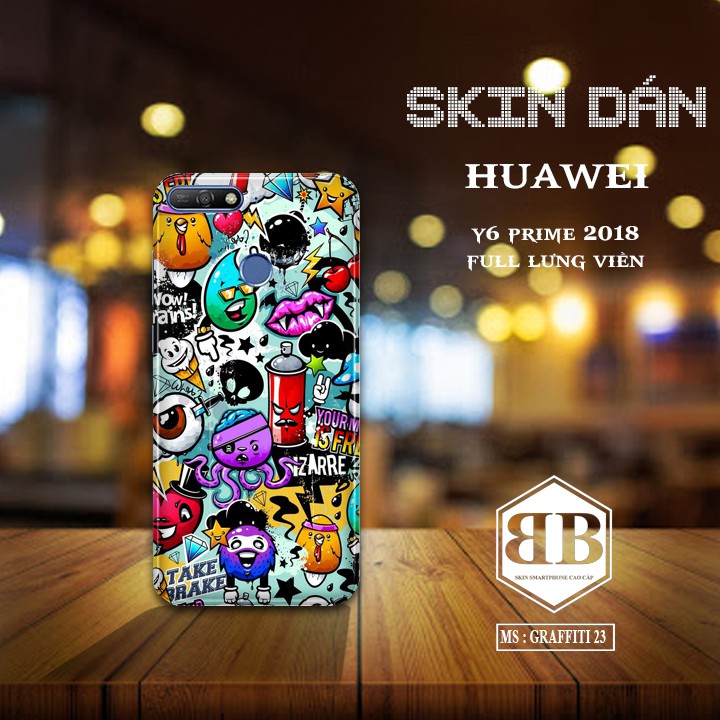 Bộ Skin Dán 3M Huawei Y6 Prime 2018 dán full lưng viền dùng thay ốp lưng điện thoại đẹp-lạ