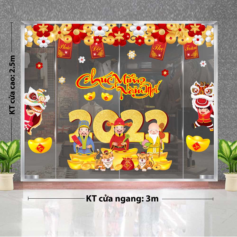 DECAL TRANG TRÍ TẾT NGUYÊN ĐÁN 2022 COMBO SỐ 23