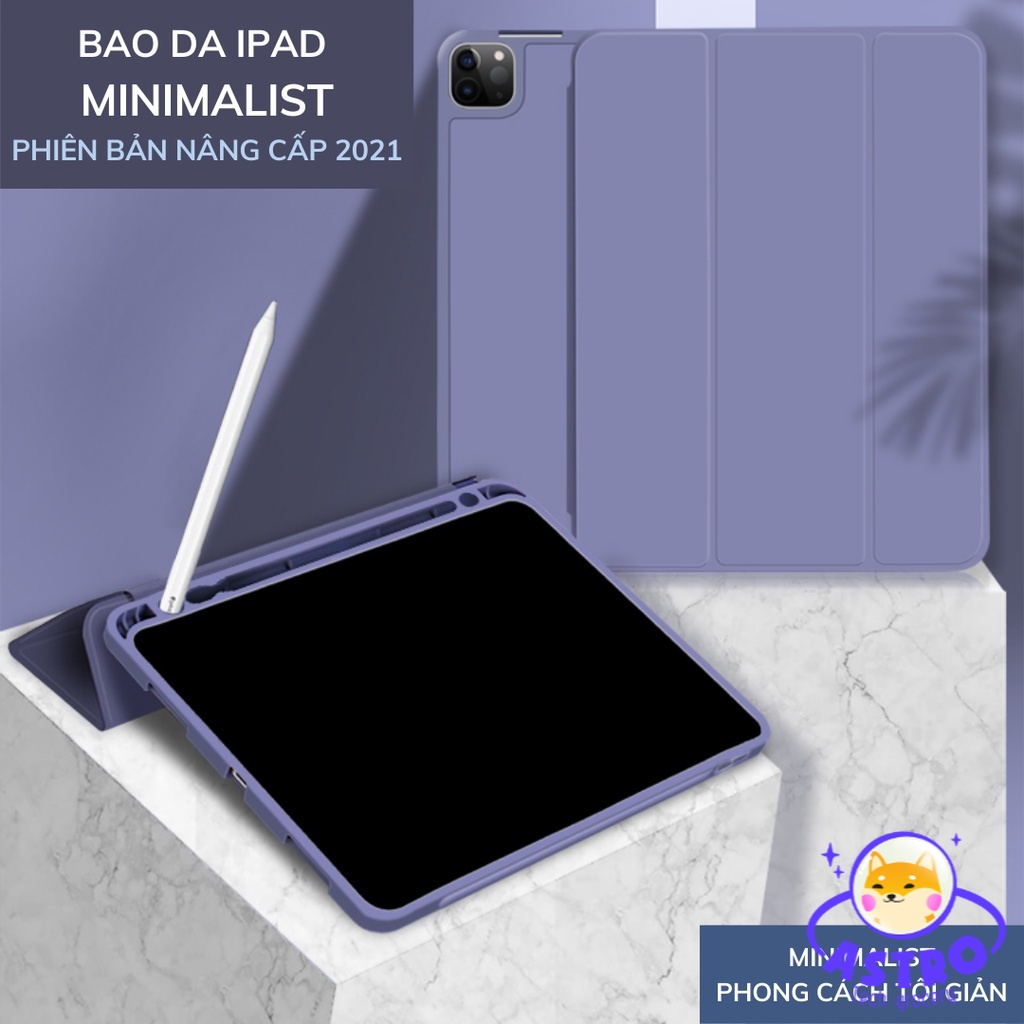 [Minimalist 2021] Cover iPad phong cách tối giản có khay đựng bút, bao da iPad Pro 11 12.9 10.5 Air 3 4 Mini 5 Gen 6 7 8