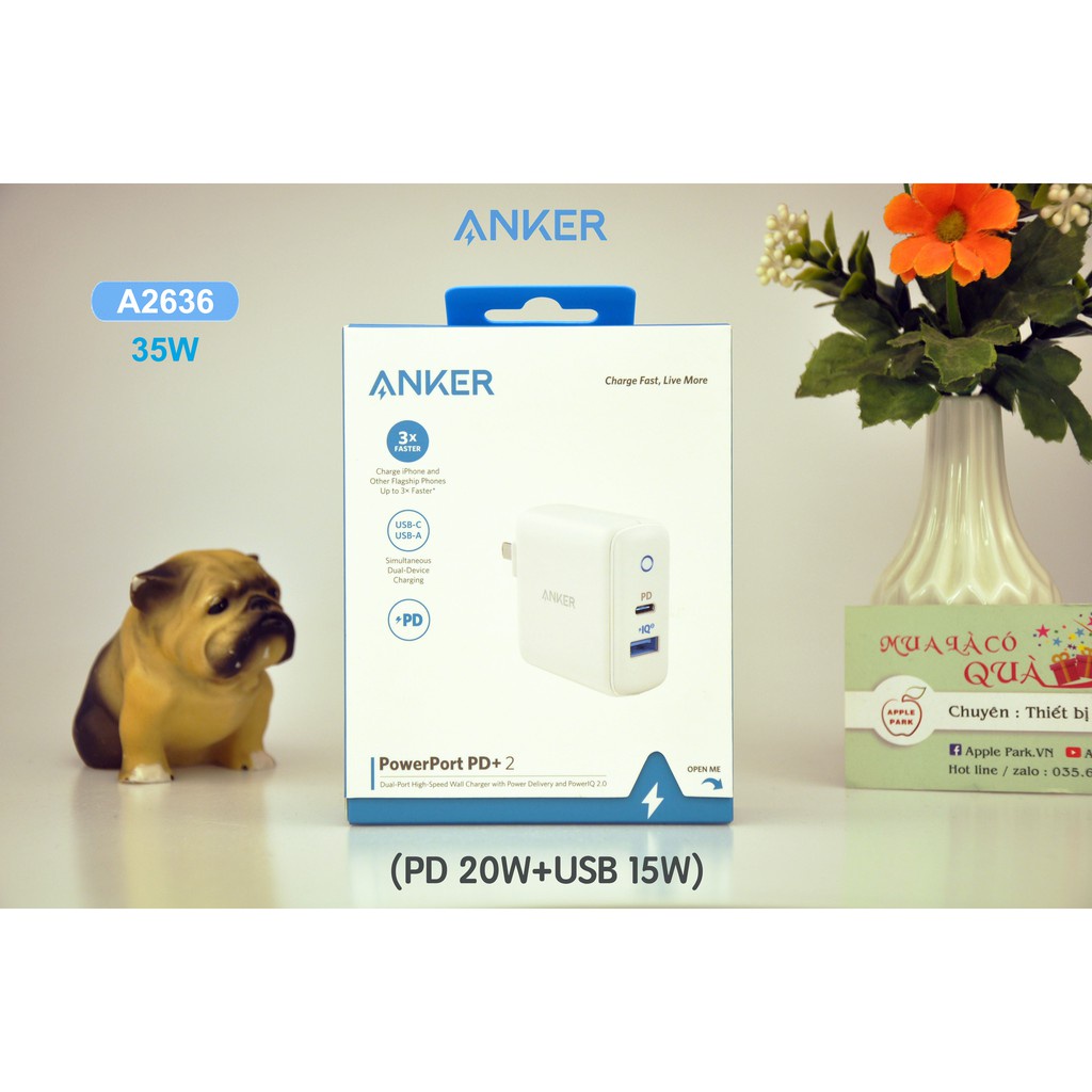 Củ sạc PowerPort PD+2 35w (USB C PD, PowerIQ2.0) A2636 - Phụ kiện công nghệ 88