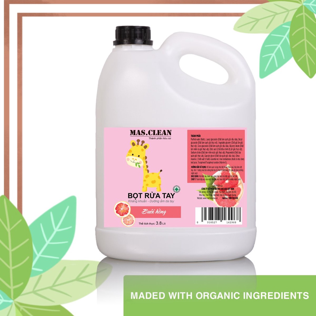 Nước rửa tay bọt Mas.Clean - can 3.8L