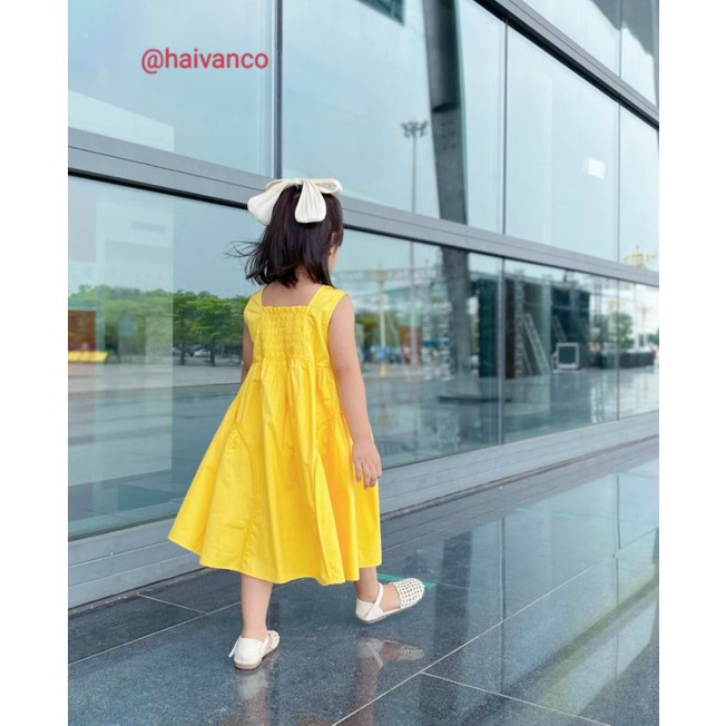 Đầm váy đi chơi xòe rộng bé gái vải mềm nhập haivanco màu tươi sáng mềm mại và thoáng mát đi học đi chơi đều đẹp