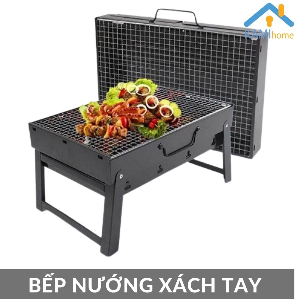 Bếp nướng than hoa không khói ngoài trời (32*26*Cao21cm; Cho 2-4 người) có thể gấp gọn xách tay (khosithuanthanh)