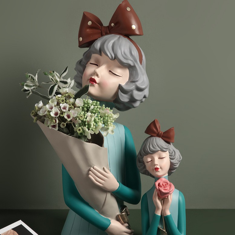 Bình hoa cô gái - Bình Gốm nhập khẩu - Lọ Hoa Tượng Cô Gái,Tượng Cô Gái Để Bàn, Trang Trí Decor
