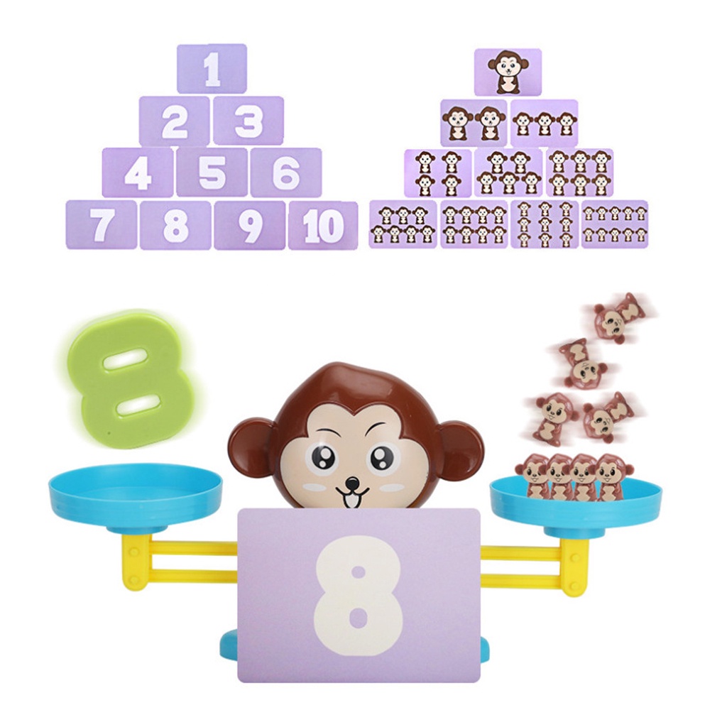 Đồ chơi giáo dục BAPKIDS Bộ khỉ cân bằng toán học cho bé học toán