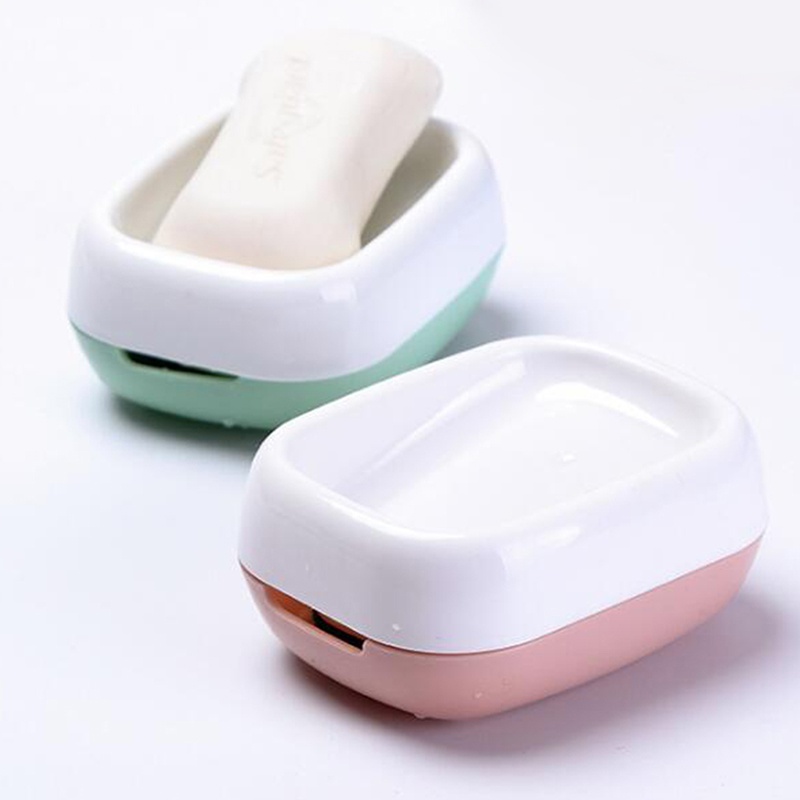 Bathroom Double Drain Soap Box with Scouring Pad Cleaning Brush Multi-purpose Soap Box