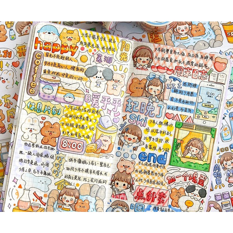 Cuộn washitape họa tiết Telado dễ thương, Chiết chu kỳ DoDoJam xinh xắn, sticker dán trang trí sổ tay